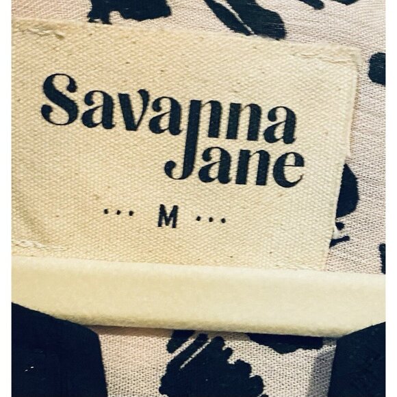 Savanna Jane Top Womens Medium Animal Print Floral Embroidered Flutter Sleeve - Picture 4 of 6